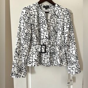 NEW! Liz Claiborne Separates Black/White Floral Business Blazer/Jacket Size 14